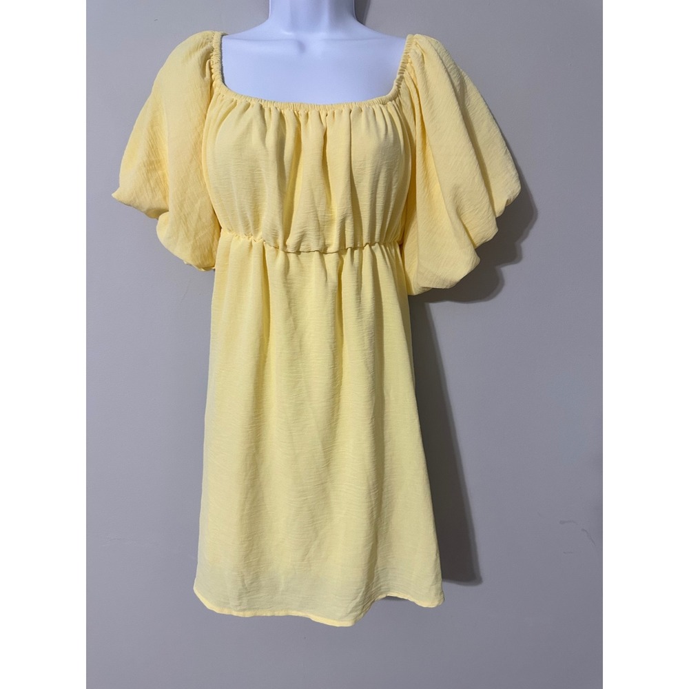 Yellow Puff Sleeve Midi Dress - Lightweight Summer Style